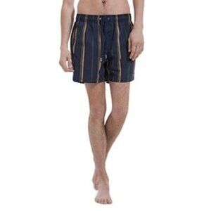 The Kooples Mens Navy Blue Striped Swim Shorts XL With Drawstring & Mesh Lining